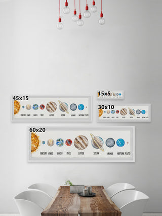 "The Planets in Order" Framed Painting Print, 45x15