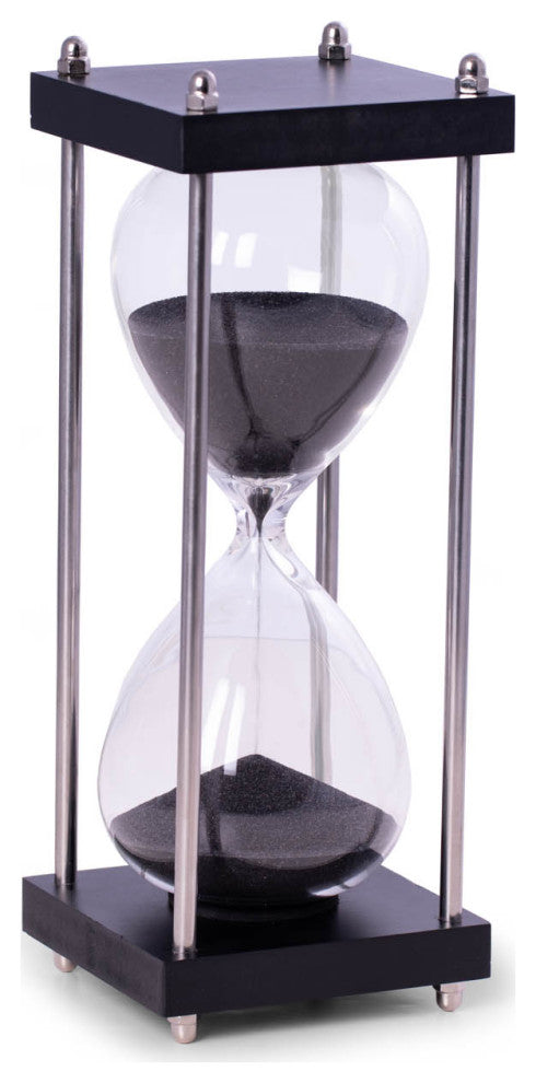 30 Minute Hourglass, Wood Sand Timer, Midnight Black Sand