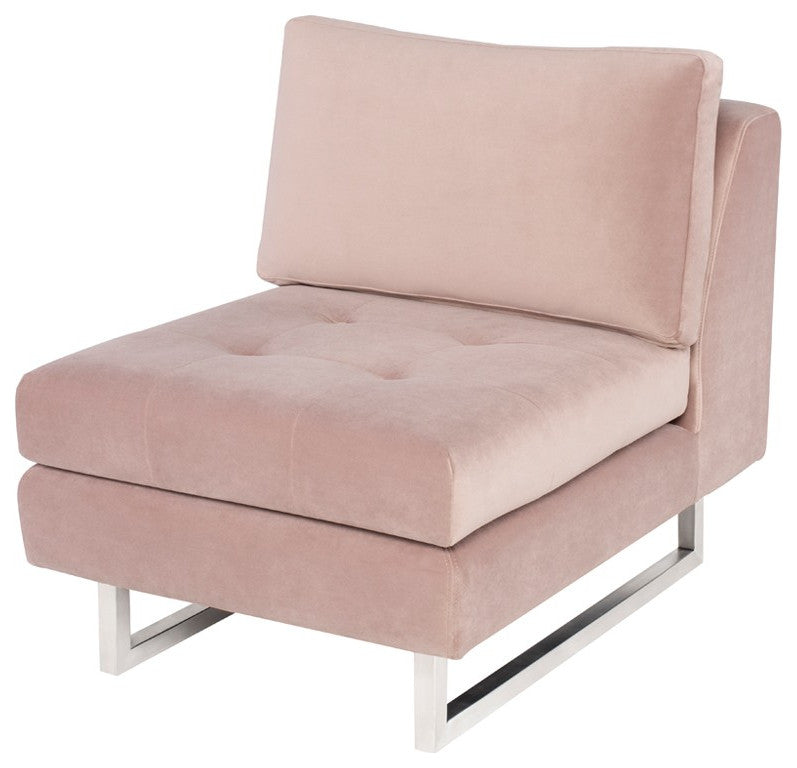 Janis Blush Fabric Armless Sofa Seat, HGSC597