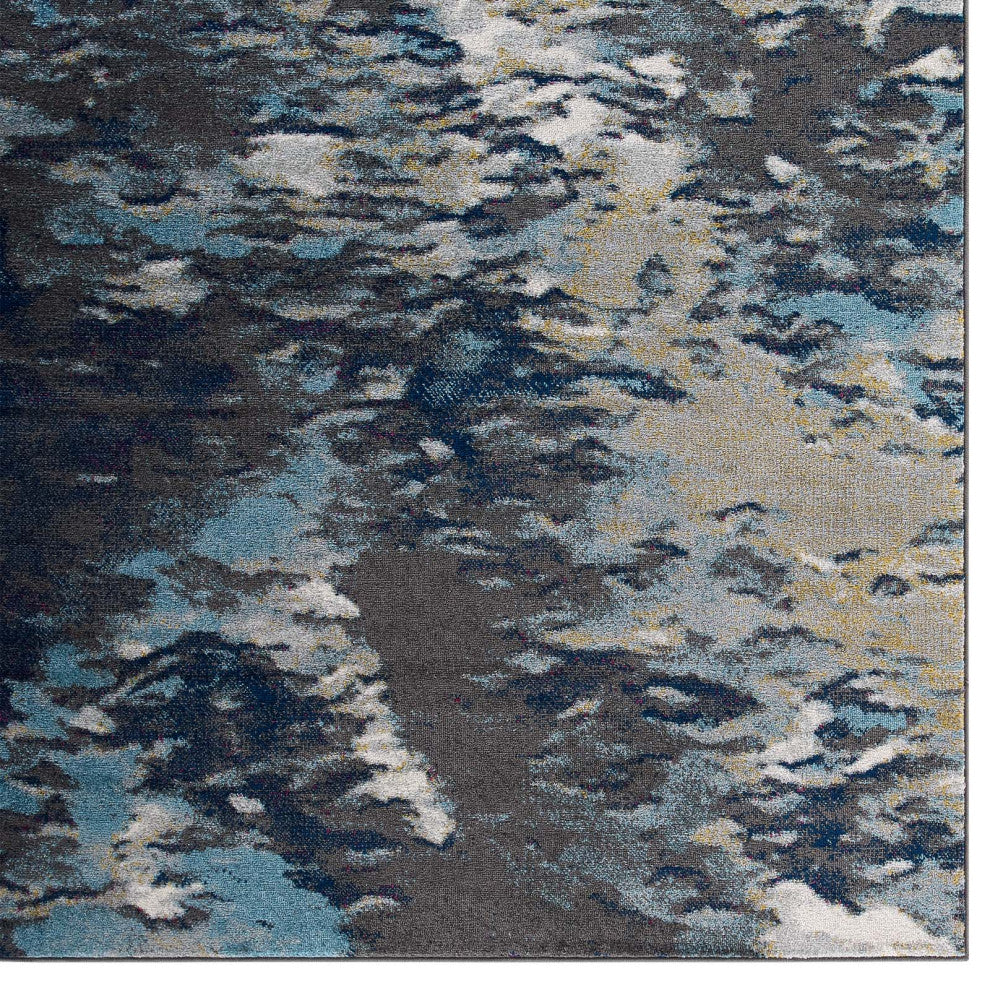 Area Rug Runner Floor Carpet, 8x10, Blue, Modern, Lounge Cafe Hotel Hospitality