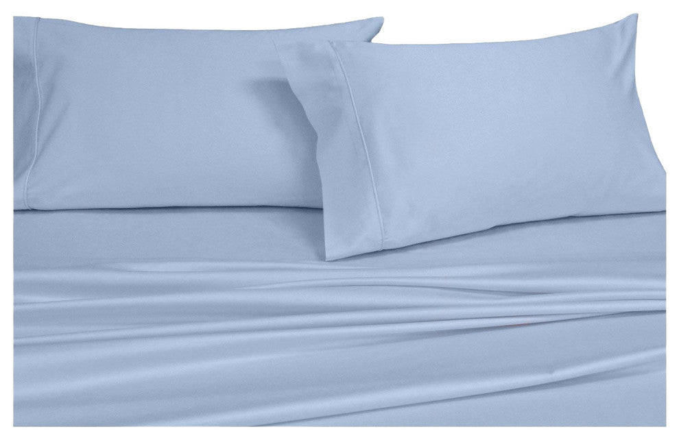 100% Cotton Percale Pillowcases, Set of 2, 300 Thread Count, Blue, King