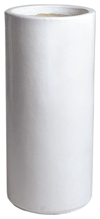 36 In. Tall White Round Ceramic Pot