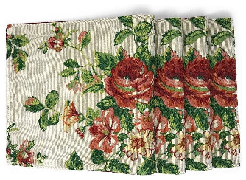 Sweet Roses Spring Summer Vintage Woven Tapestry Shabby Chic Cloth Placemats