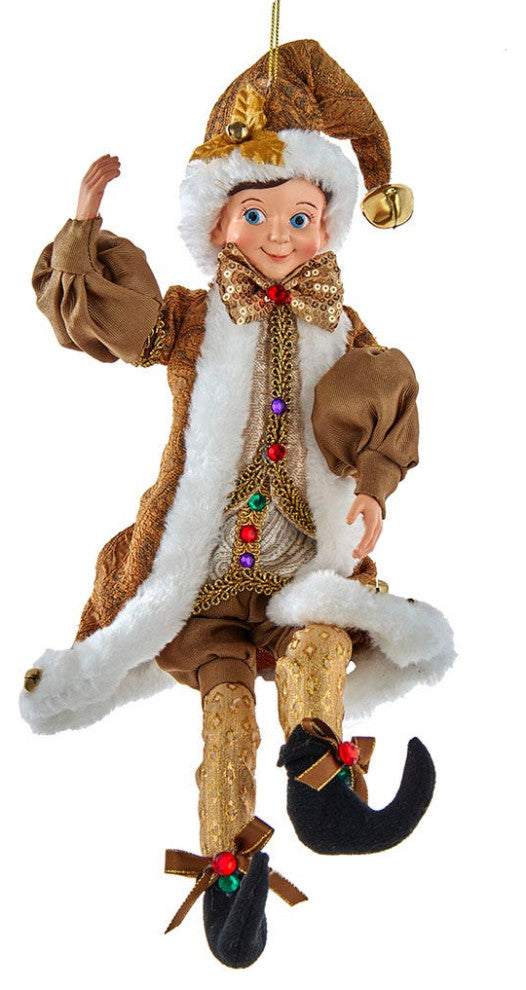 Kurt Adler 16" Kringle Klaus Fortune Gold Elf Ornament