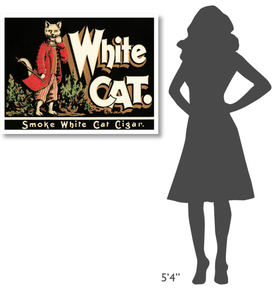 "White Cat Brand Cigars" Digital Paper Print by Vintage Booze Labels, 38"x29"