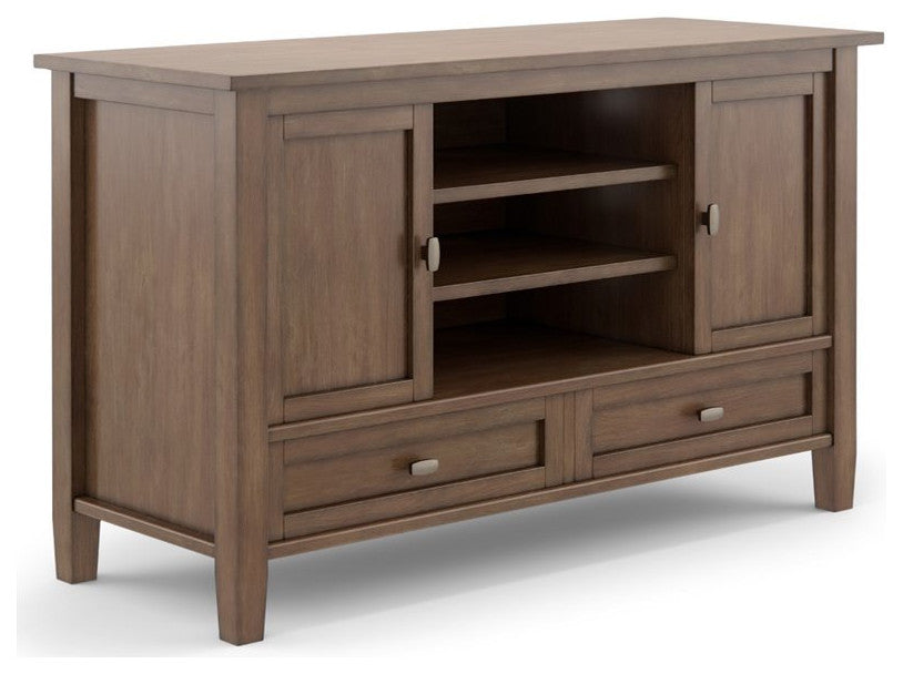 Solid Wood 47" Wide Tv Media Stand In Rustic Natural Aged Brown