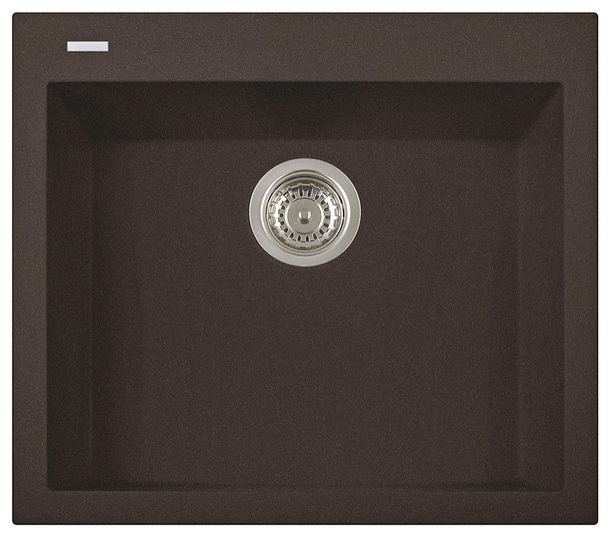 One Series 23" Drop-In Single-Bowl Granite Sink, Brown