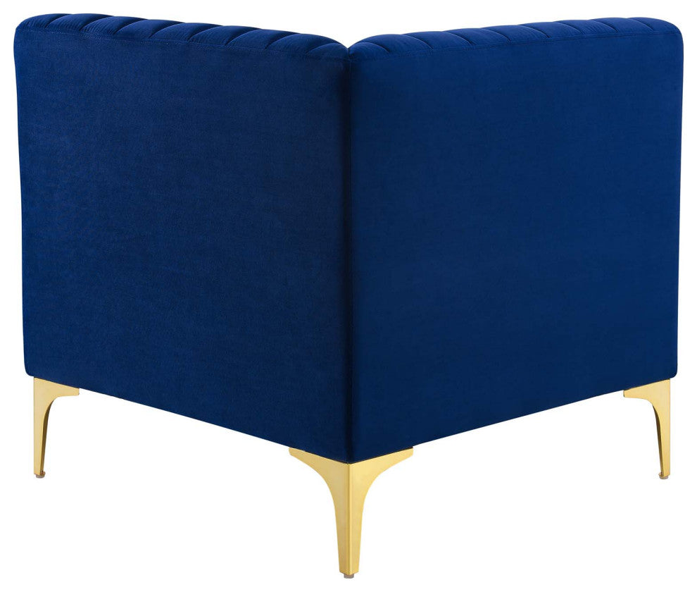 Tufted Sectional Sofa Set, Velvet, Blue Navy, Modern, Living Lounge Hospitality