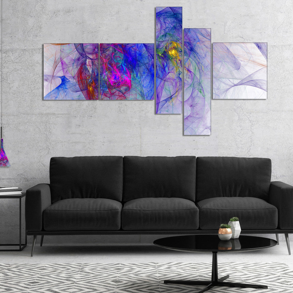 Blue Mystic Psychedelic Texture, Abstract Art on Canvas, 60"x32", 5 panels
