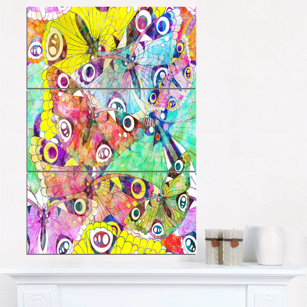 "Seamless Butterflies" Metal Wall Art, 3 Panels, 28"x36"