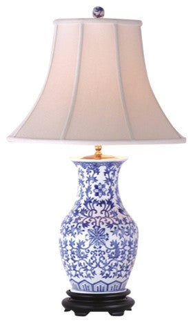 Garden Porcelain Jar Table Lamp, Blue and White