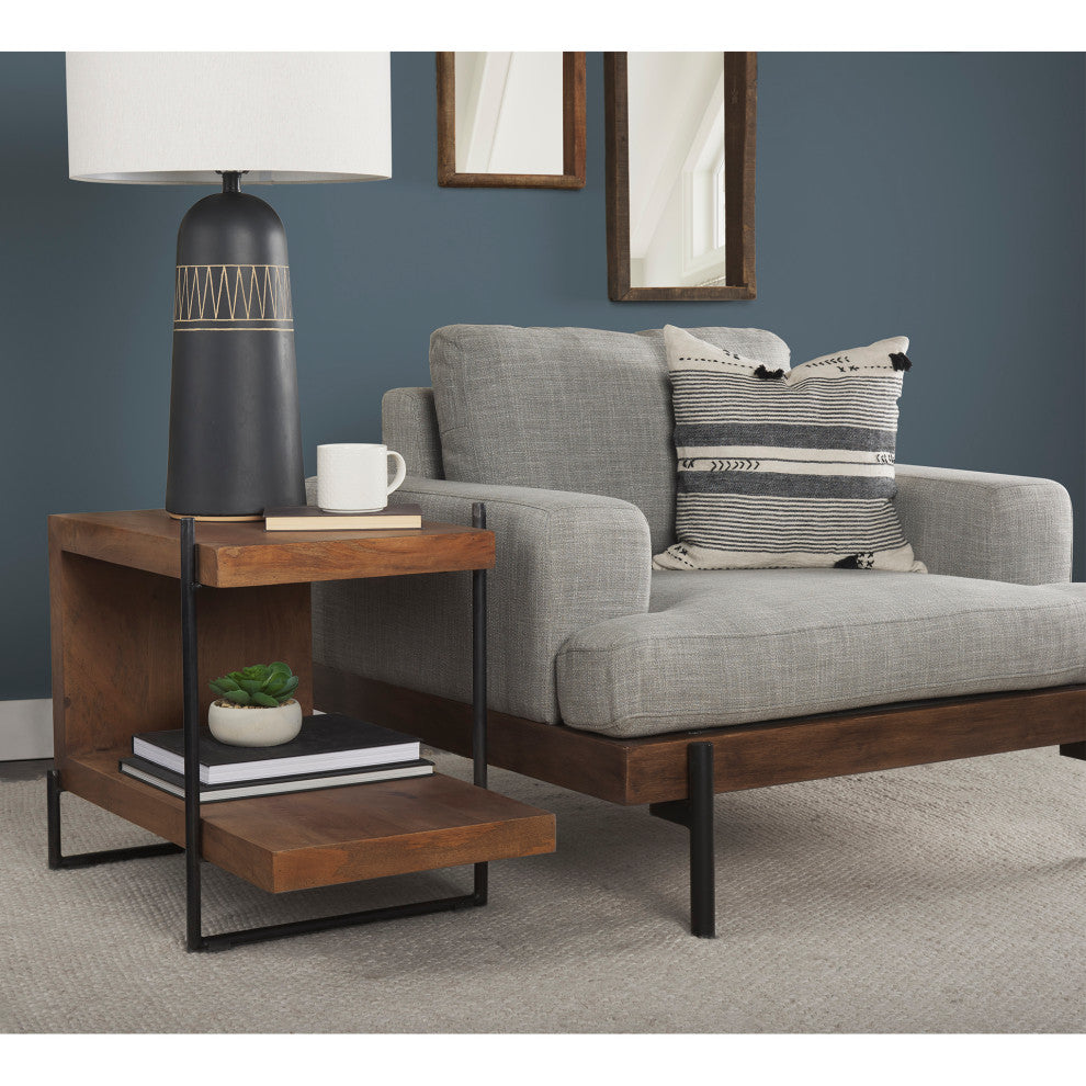 Javier Black Base With Cream Fabric Shade Table Lamp