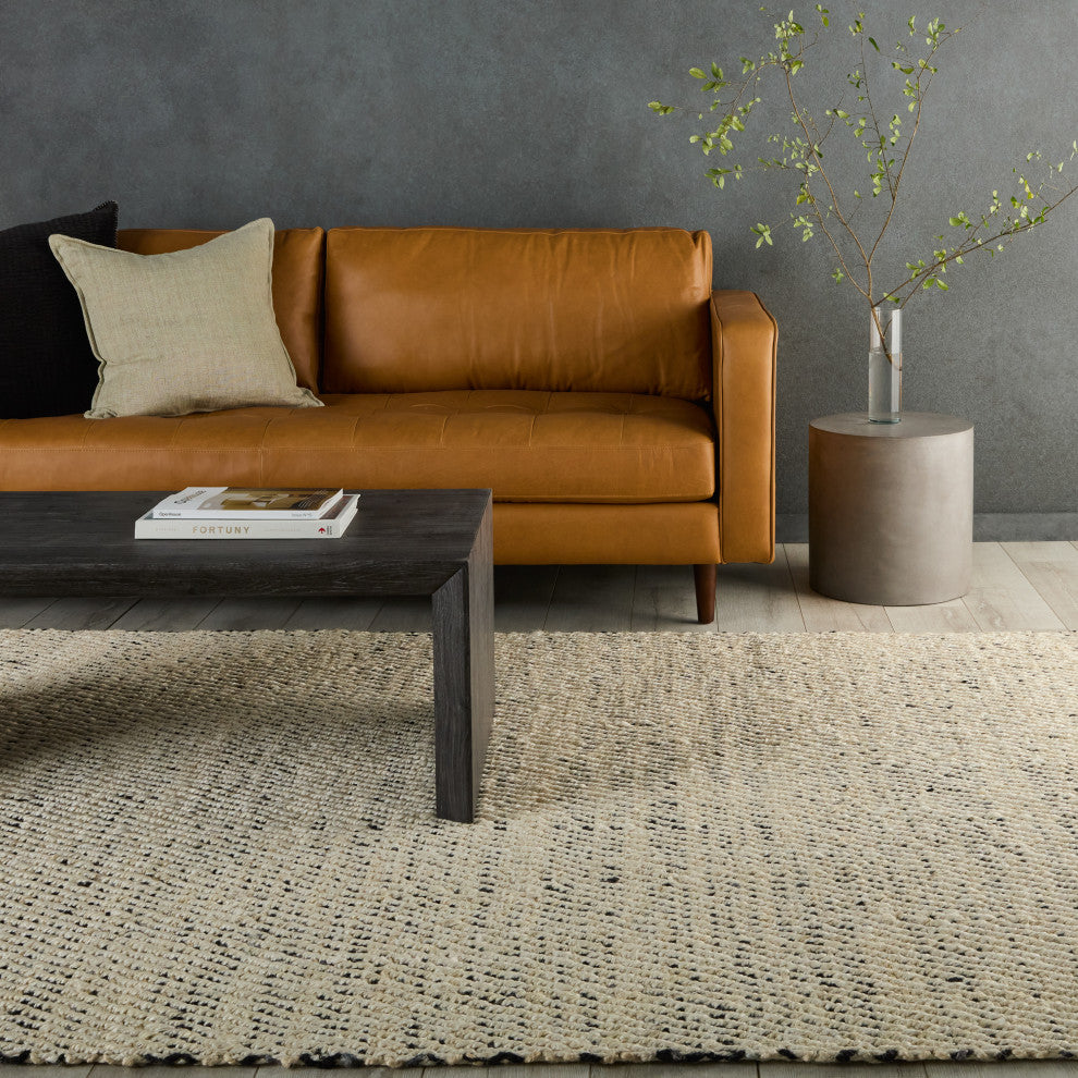 Jaipur Living Almand Natural Solid White/Black Area Rug, 12'x15'