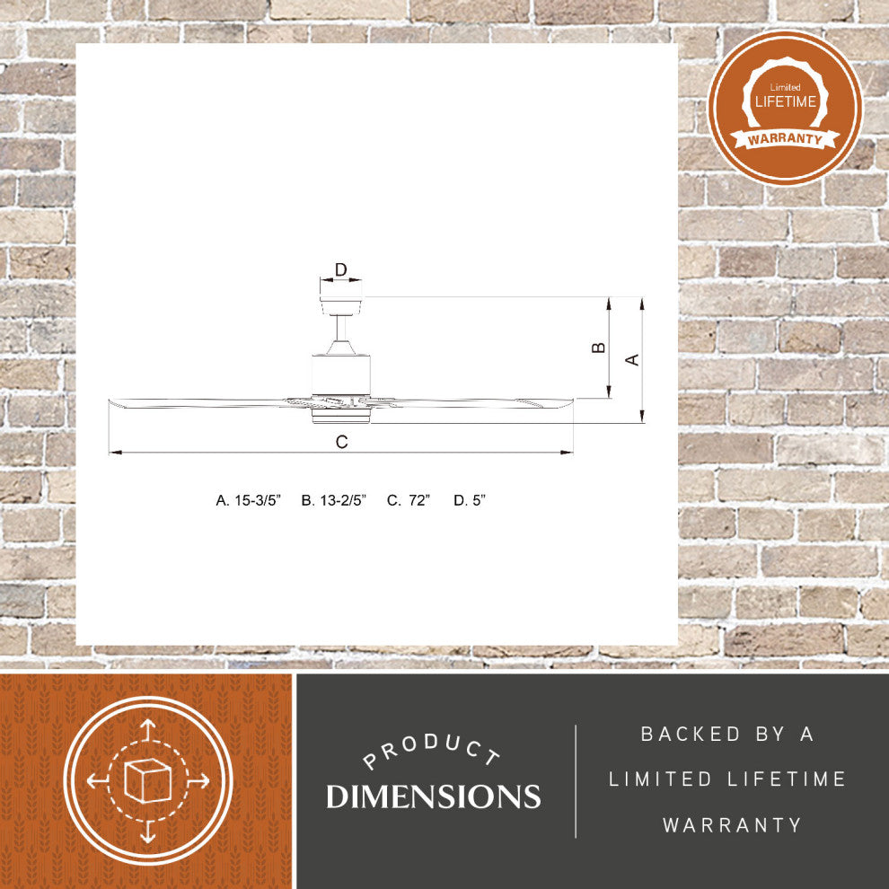 Wheelock 72" Ceiling Fan, Satin Nickel