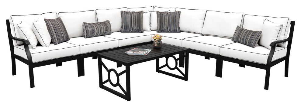 kathy ireland Madison Ave. 8 Piece Aluminum Patio Furniture Set 08a, Snow