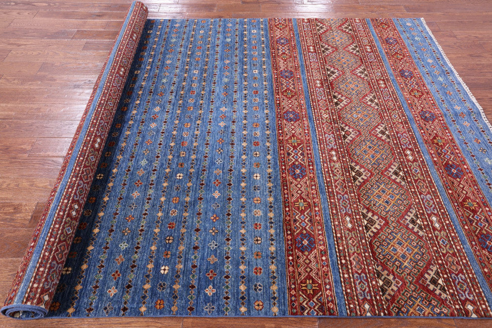 6' 7" X 10' 0" Hand Knotted Khorjin Super Kazak Wool Rug - Q12361