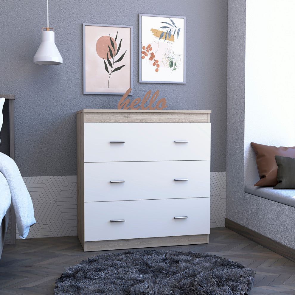 Burlington Dresser with 3 Drawers, Light Gray