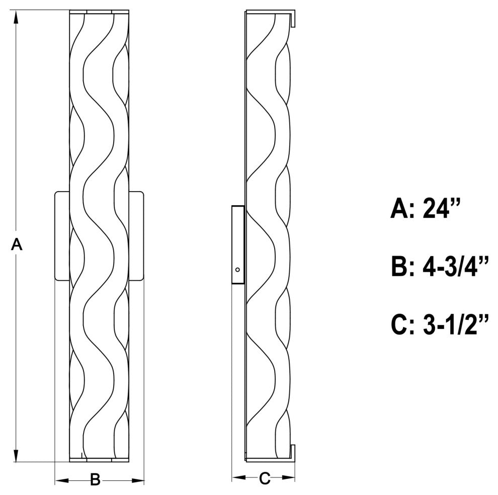 Vaxcel Lighting W0359 Marseille 1 Light 24"W LED Bath Bar - - Natural Brass
