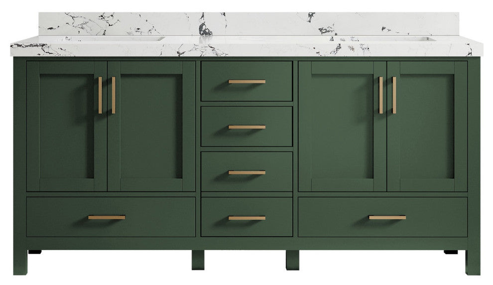 Malibu 72 Double Sink Bath Vanity in Lafayette Green 2" Viola Night