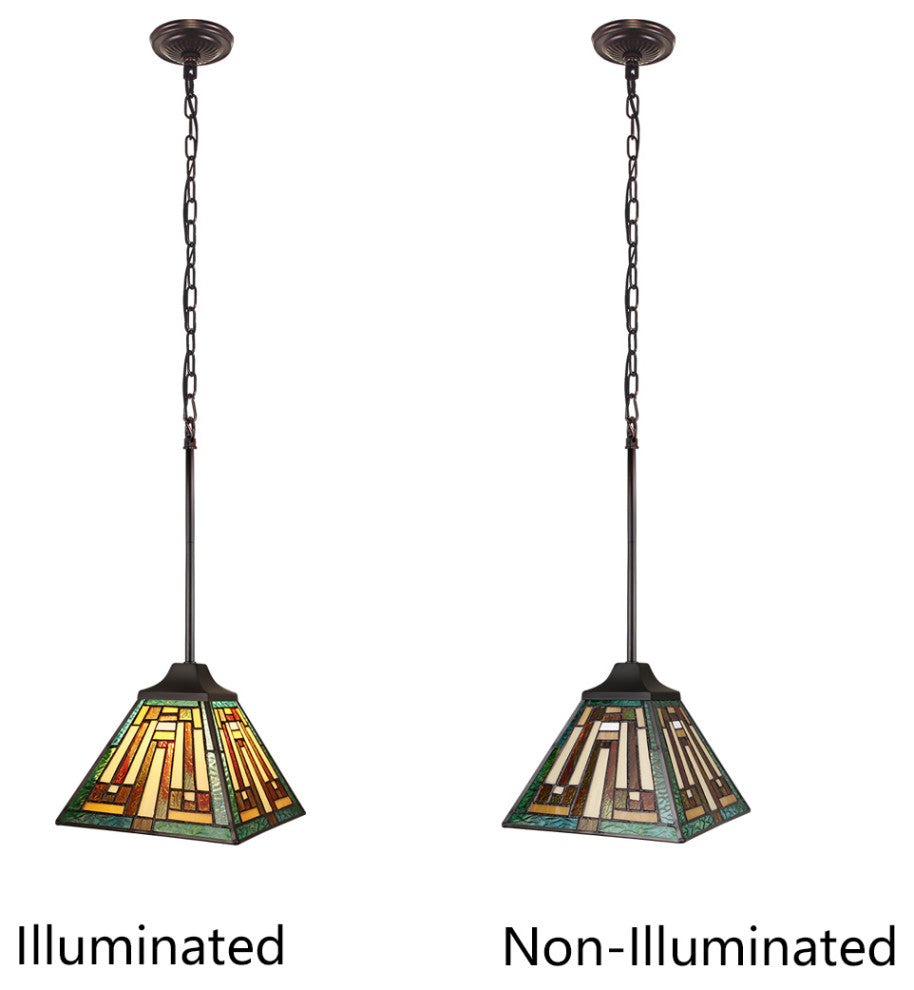 Firman Tiffany 1-Light Mission Ceiling Pendant 8" Shade