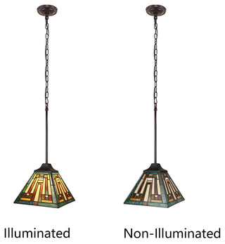 Firman Tiffany 1-Light Mission Ceiling Pendant 8" Shade