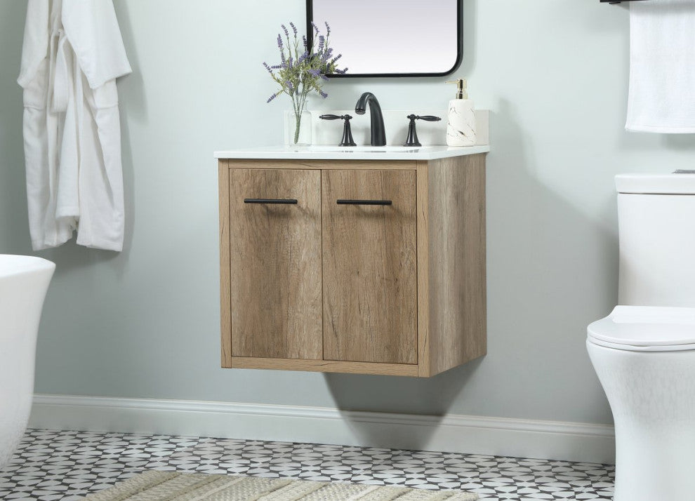 Home Living 19" Midcentury Modern Natural Oak-Light Bathroom Vanity
