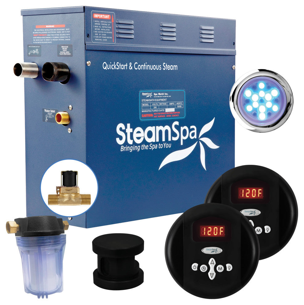 Royal 6 Kw Steam Bath Generator Package With Built-In Auto Drain, Brushed Nickel