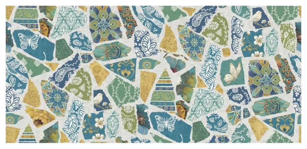 "Free Bird Spanish Tiles" Digital Paper Print by Daphne Brissonnet, 38"x19"