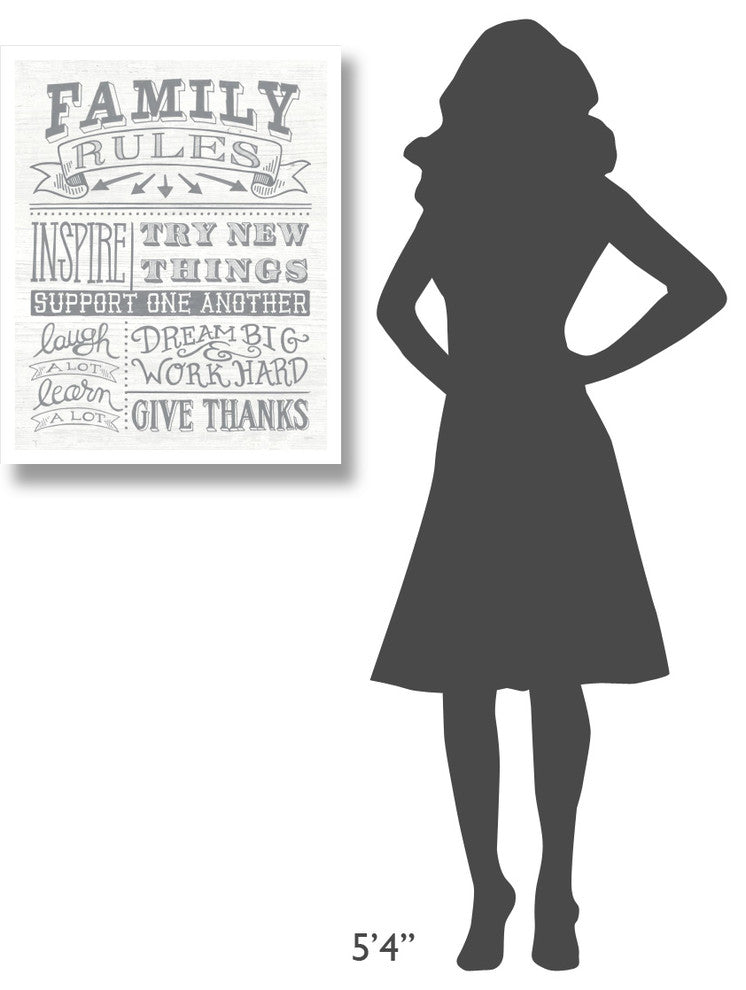 "Family Rules II Gray Words" Digital Paper Print by Mary Urban, 24"x30"