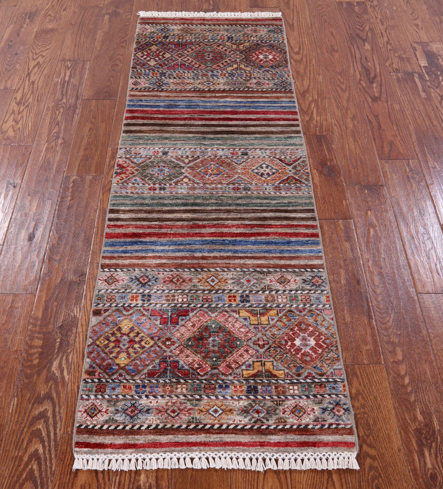 Runner Khorjin Super Kazak Hand-Knotted Wool Rug 2' 0" X 6' 1" Q10066