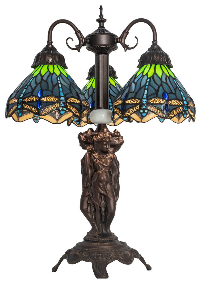 23 High Tiffany Hanginghead Dragonfly 3 Light Table Lamp