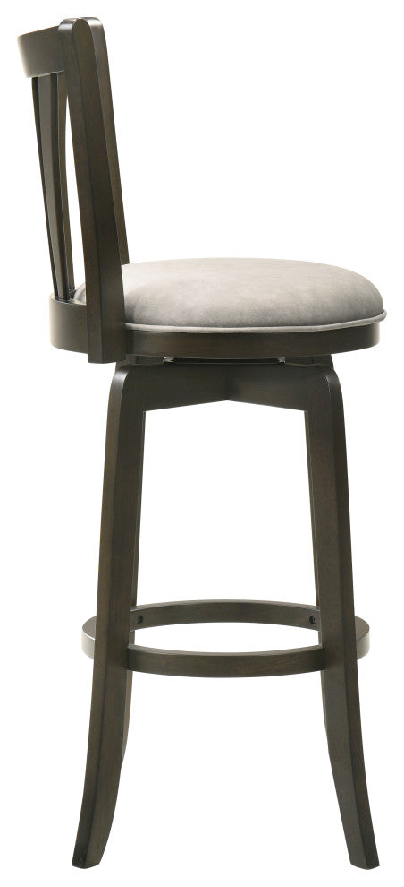 Elle Wood and Fabric Barstool, Gray, 26" Counter Height