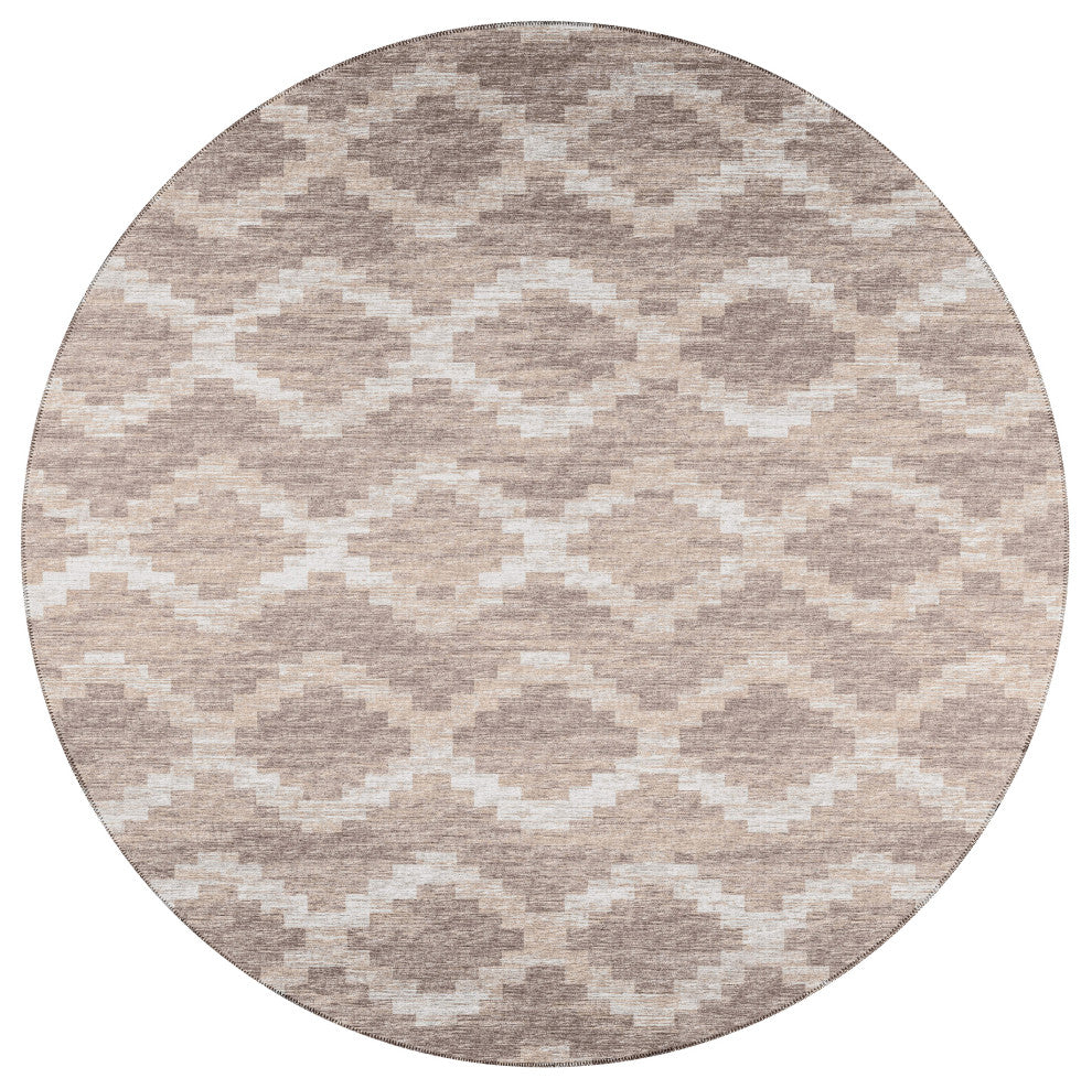 Indoor/Outdoor Sedona SN9 Taupe Machine Washable 8' x 8' Round Rug
