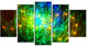 Green Fractal Symphony of Colors, Abstract Wall Art Canvas, 60"x32", 5 Panels