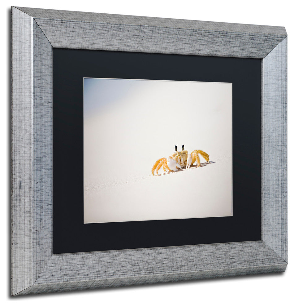 "Ghost Crab 7" Framed Art by Yale Gurney, Silver, Black, 14"x11"