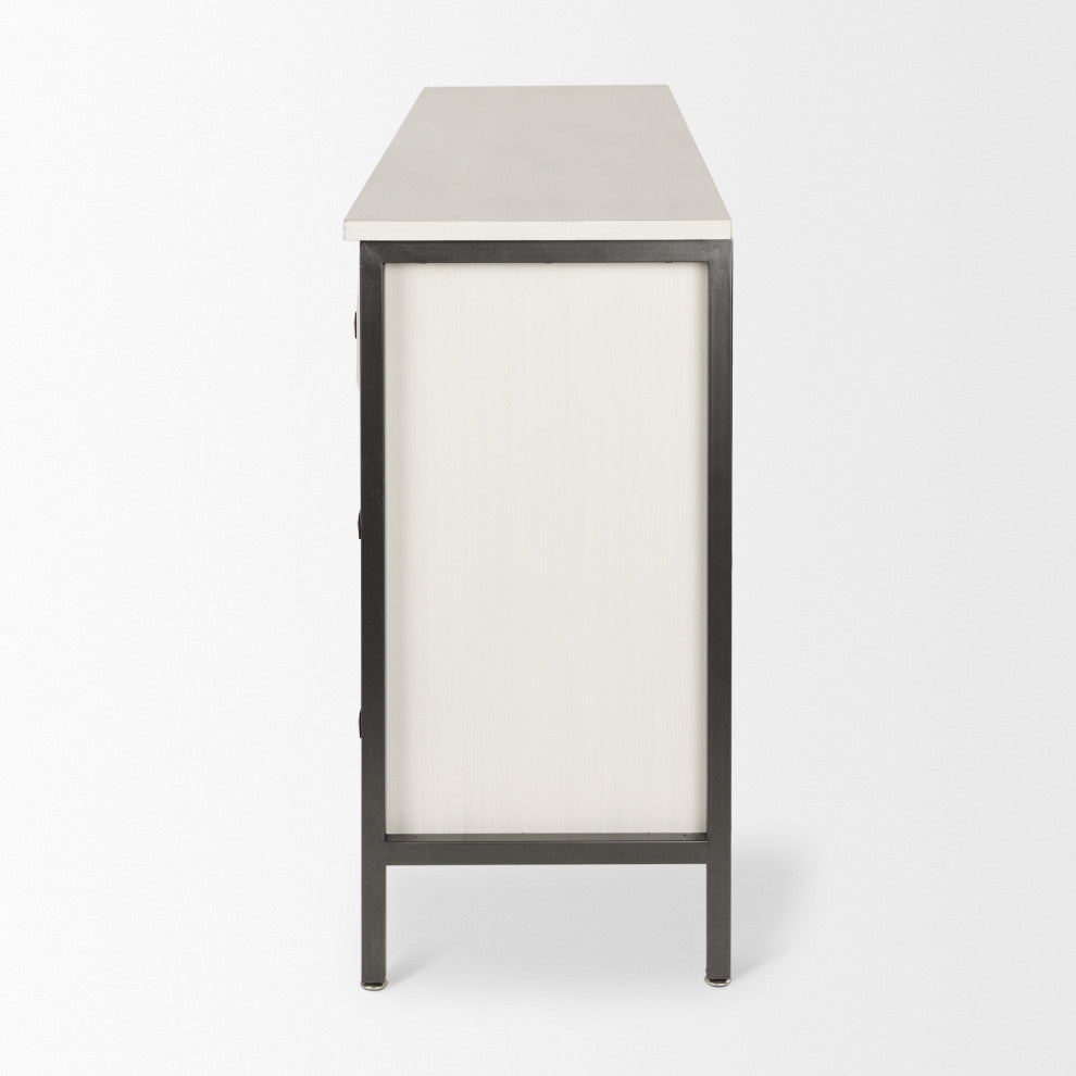 Savannah White Fir Veneer With Gray Metal 6-Drawer Sideboard