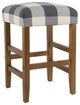 Square Wooden Counter Stool with Buffalo Plaid Fabric Upholstered Seat, Blue