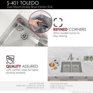 STYLISH 31 inch Double Bowl Undermount Stainless Steel Kitchen Sink