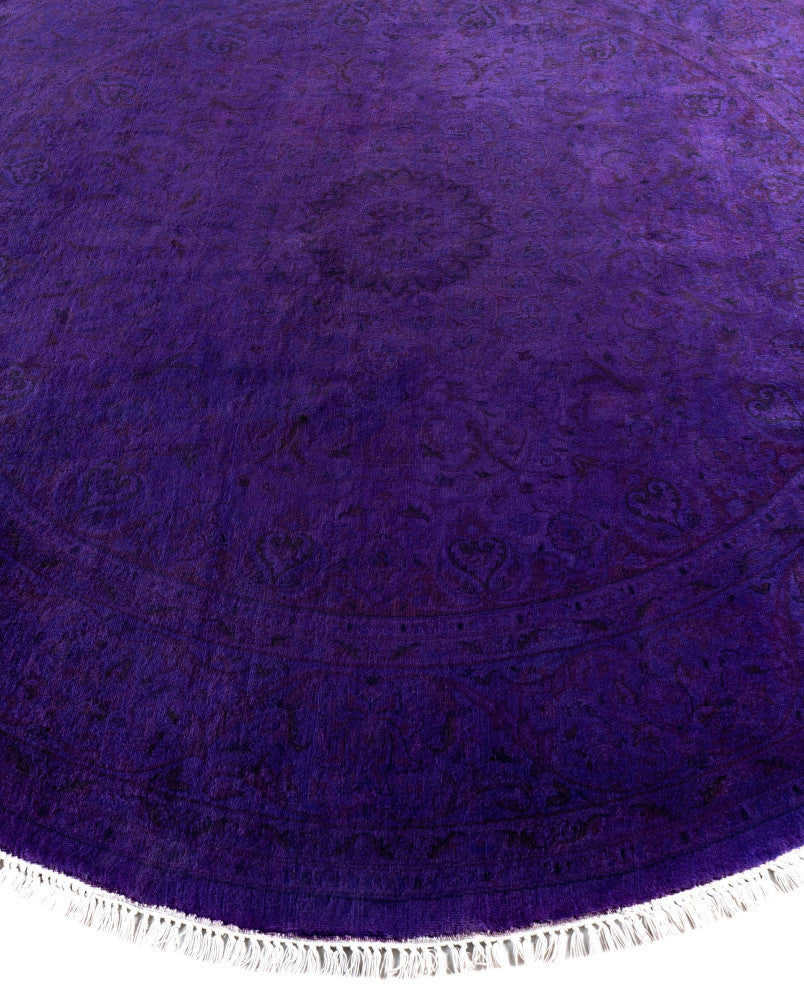 Overdyed One-of-a-Kind Hand-Knotted Area Rug Purple, 6' 8" x 6' 8"