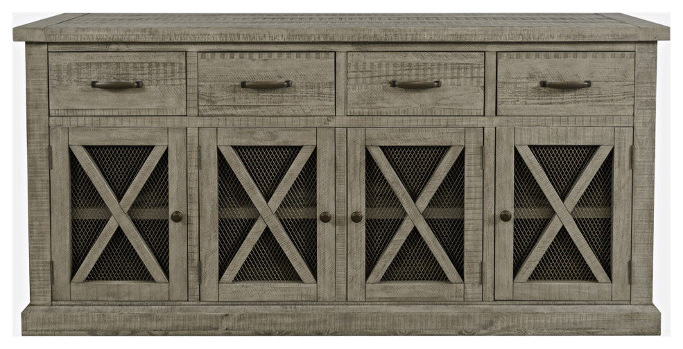Telluride 70" Rustic Distressed Pine Four Drawer Sideboard Buffet Server