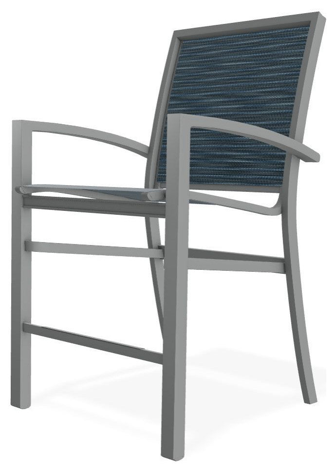 Kendall Sling Balcony Height Stackable Outdoor Stool, Nimbus Ocean/Graphite