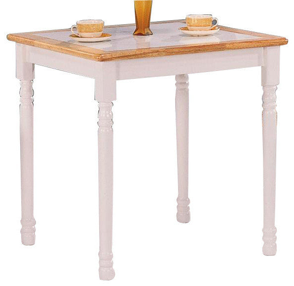 Benzara BM172189 Square Wooden Dining Table, Natural Brown And White