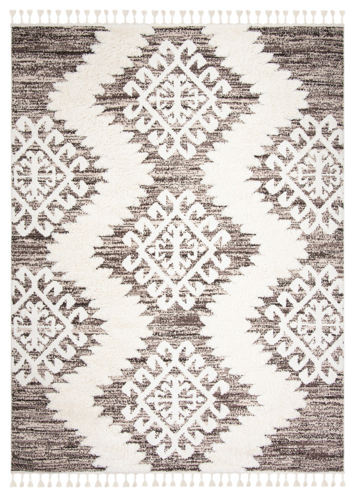 Safavieh Moroccan Tassel Shag MTS652A Rug, Ivory/Brown, 8' X 10'