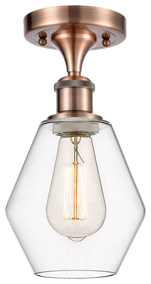 Innovations 516-1C-AC-G652-6-LED 1-Light Semi-Flush Mount, Antique Copper