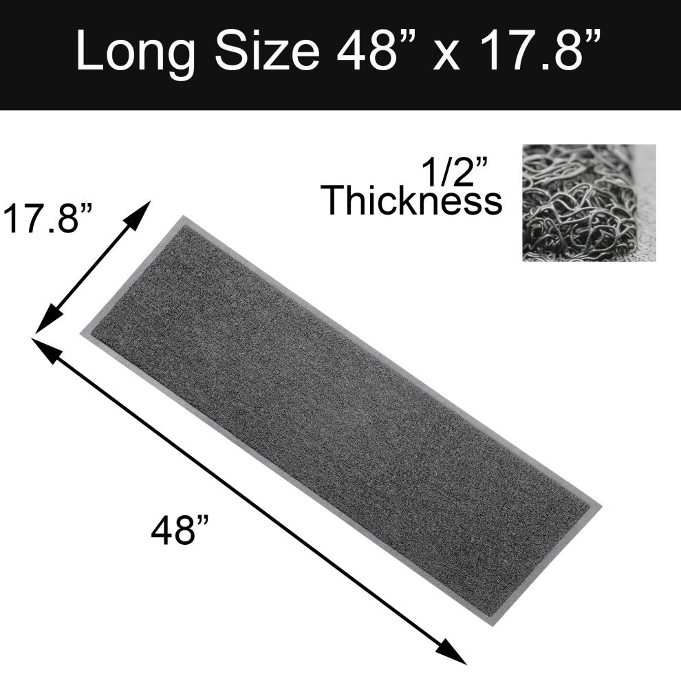 Outdoor Runner Mat Scraper Front Door Mat PVC Non-Slip Backing 48"x18" Grey, Grey