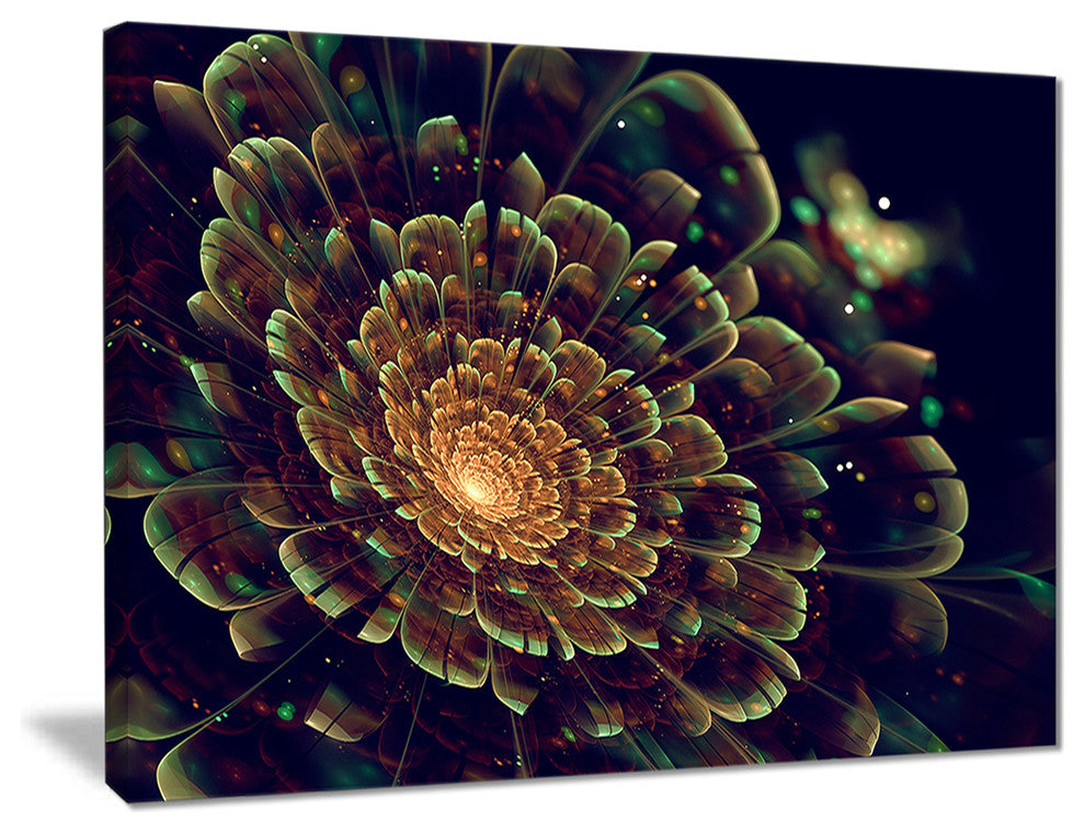 "Orange Metallic Fractal Flower" Digital Canvas Print, 20"x12"