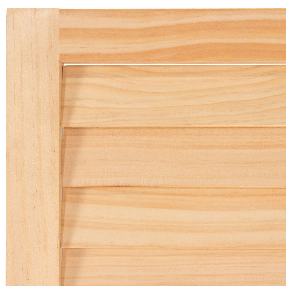 6' Tall Wooden Louvered Room, Natural, 4 Panel