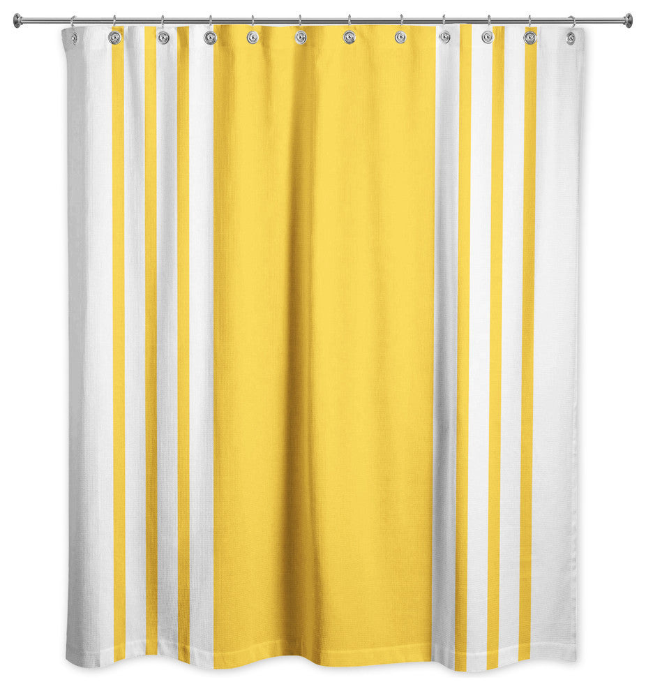 Farmhouse Stripe Shower Curtain, Yellow