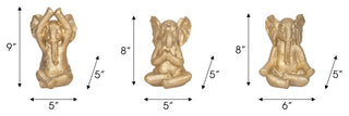 Resin, Set of 3, 8"H, Yoga Elephants