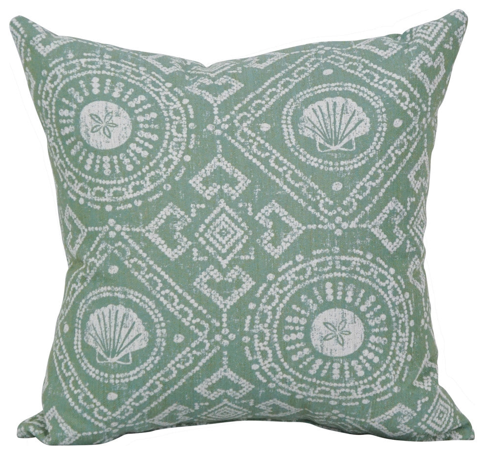 17" Jacquard Throw Pillows With Inserts, Set of 2, Aquafrt Garden
